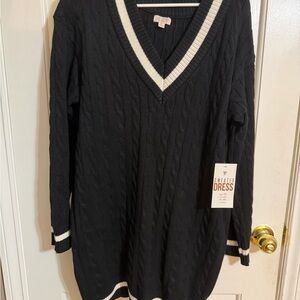 J for Justify Black and White V-Neck Sweater